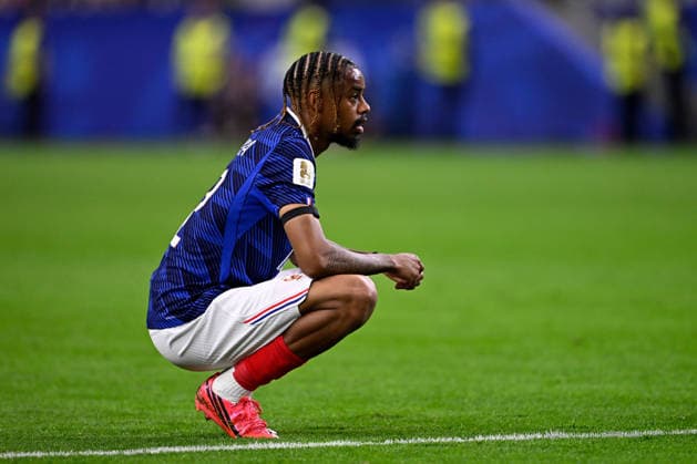 2026-07-14 France v Spain - Semi Final - FIFA World Cup, WM, Weltmeisterschaft, Fussball 2026 ARLINGTON, UNITED STATES - JULY 14: Bradley Barcola of France looks dejected during the Semi Final - FIFA World Cup 2026 match between France and Spain at Dallas Stadium on July 14, 2026 in Arlington, Texas. (Photo by Pablo Morano BSR Agency) Arlington United States Content not available for redistribution in The Netherlands directly or indirectly through any third parties. Copyright: xBSRxAgencyx