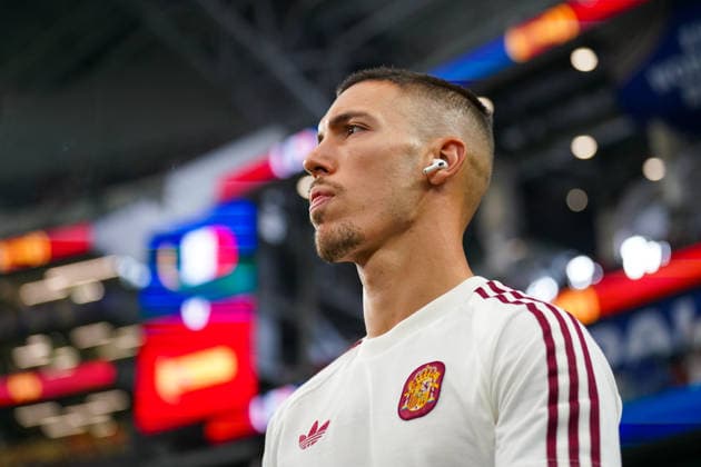 USA: Fussball FIFA World Cup, WM, Weltmeisterschaft, Fussball 2026, Halbfinale - Frankreich vs Spanien - Dallas Stadium in Arlington, Texas: Alex Grimaldo (Spanien 3) *** USA Soccer 2026 FIFA World Cup, Semifinal: France vs. Spain at Dallas Stadium in Arlington, Texas; Alex Grimaldo (Spain) 3 Copyright: xJOERANxSTEINSIEKx