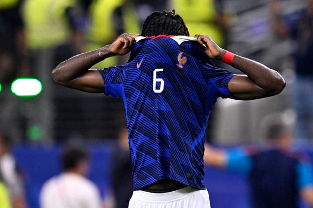 2026-07-14 France v Spain - Semi Final - FIFA World Cup, WM, Weltmeisterschaft, Fussball 2026 ARLINGTON, UNITED STATES - JULY 14: Manu Kone of France looks dejected during the Semi Final - FIFA World Cup 2026 match between France and Spain at Dallas Stadium on July 14, 2026 in Arlington, Texas. (Photo by Pablo Morano BSR Agency) Arlington United States Content not available for redistribution in The Netherlands directly or indirectly through any third parties. Copyright: xBSRxAgencyx
