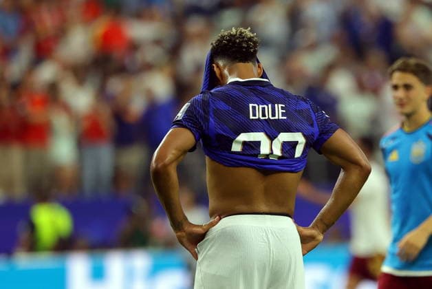 FIFA World Cup, WM, Weltmeisterschaft, Fussball 2026 semifinals - France vs Spain Desire Doue of France reacts after losing the FIFA World Cup 2026 semifinals match France against Spain, in Dallas, USA, 14 July 2026. DALLAS United States  Copyright: xCHRISTOPHERxNEUNDORFx