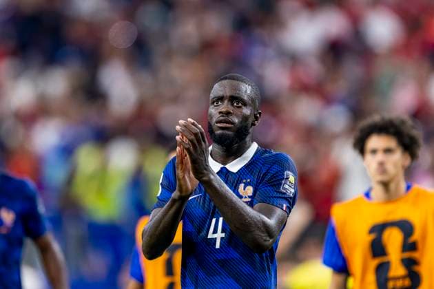 DALLAS - Dayot Upamecano of France is disappointed during the 2026 World Cup match between France and Spain at Dallas Stadium on July 14, 2026, in Dallas, United States. (Photo by Stefan Koops EYE4IMAGES DeFodi Images) - *** DALLAS Dayot Upamecano of France looks disappointed during the 2026 World Cup match between France and Spain at Dallas Stadium on July 14, 2026, in Dallas, United States. Photo by Stefan Koops, EYE4IMAGES, DeFodi Images