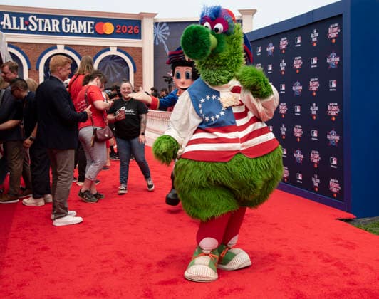 July 14, 2026, Philadelphia, Pennsylvania, United States: Team Mascots on the All Star Red Carpet show presented by Mastercard at the Independence Mall in Philadelphia Pa Philadelphia United States - ZUMArf1_ 20260714_zaf_rf1_038 Copyright: xRickyxFitchettx