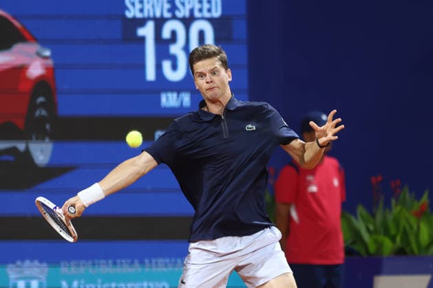 Titouan Droguet v Alexander Blockx: ATP, Tennis Herren Croatia Open Umag Alexander Blockx of Belgium competes during the first round match against Titouan Droguet of France at the ATP Croatia Open Umag at Stadium Goran Ivanisevic on July 14, 2026. in Umag, Croatia.  SreckoxNiketic PIXSELL