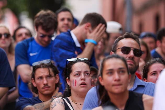 People watch Spain vs France during Bastille Day celebration in New York Supporters of France react to the Spain vs France World Cup game during the Maison Provence Bastille Day celebration and World Cup watch party in the Brooklyn borough of New York, New York, USA, 14 July 2026. NEW YORK NEW YORK UNITED STATES  Copyright: xSARAHxYENESELx