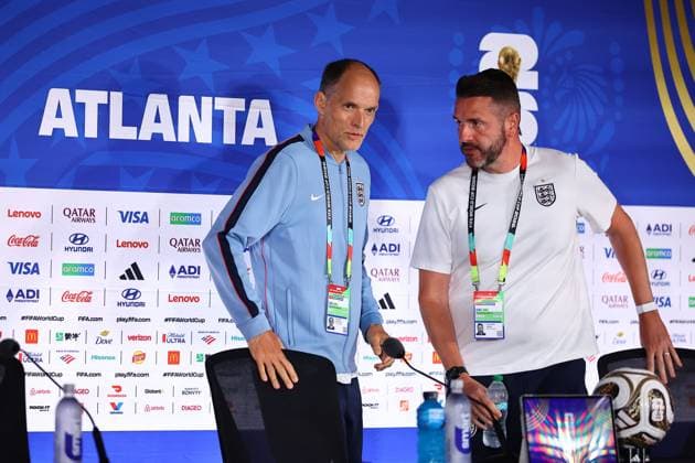 Thomas Tuchel head coach of England England press conference, PK, Pressekonferenz 2026 FIFA World Cup, WM, Weltmeisterschaft, Fussball Football, Atlanta Stadium, Atlanta, Georgia, USA - 14 Jul 2026Atlanta Atlanta Stadium Georgia (GA) United States of America  Copyright: xMichaelxZemanek Shutterstockx 16991159h