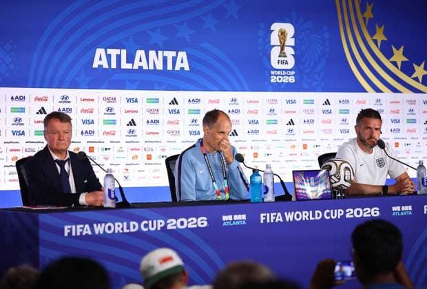 Thomas Tuchel head coach of England England press conference, PK, Pressekonferenz 2026 FIFA World Cup, WM, Weltmeisterschaft, Fussball Football, Atlanta Stadium, Atlanta, Georgia, USA - 14 Jul 2026Atlanta Atlanta Stadium Georgia (GA) United States of America  Copyright: xMichaelxZemanek Shutterstockx 16991159j