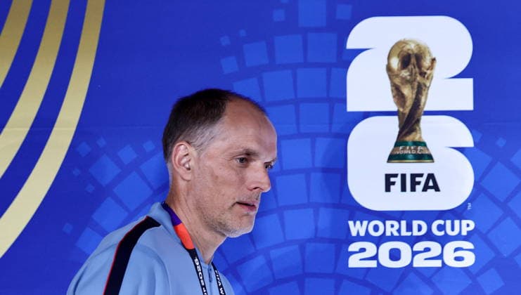 FIFA World Cup, WM, Weltmeisterschaft, Fussball 2026 - England press conference, PK, Pressekonferenz England™s head coach Thomas Tuchel attends a press conference in Atlanta, Georgia, USA, 14 July 2026. England will face Argentina on 15 July in thier FIFA World Cup 2026 semi final match. Atlanta United States  Copyright: xRONALDxWITTEKx