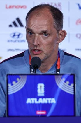 FIFA World Cup, WM, Weltmeisterschaft, Fussball 2026 - England press conference, PK, Pressekonferenz England™s head coach Thomas Tuchel gives a press conference in Atlanta, Georgia, USA, 14 July 2026. England will face Argentina on 15 July in thier FIFA World Cup 2026 semi final match. Atlanta United States  Copyright: xRONALDxWITTEKx