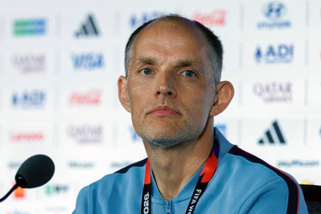FIFA World Cup, WM, Weltmeisterschaft, Fussball 2026 - England press conference, PK, Pressekonferenz England™s head coach Thomas Tuchel gives a press conference in Atlanta, Georgia, USA, 14 July 2026. England will face Argentina on 15 July in thier FIFA World Cup 2026 semi final match. Atlanta GEORGIA United States  Copyright: xWILLxOLIVERx