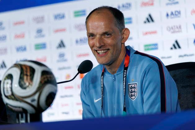 FIFA World Cup, WM, Weltmeisterschaft, Fussball 2026 - England press conference, PK, Pressekonferenz England™s head coach Thomas Tuchel gives a press conference in Atlanta, Georgia, USA, 14 July 2026. England will face Argentina on 15 July in thier FIFA World Cup 2026 semi final match. Atlanta GEORGIA United States  Copyright: xWILLxOLIVERx