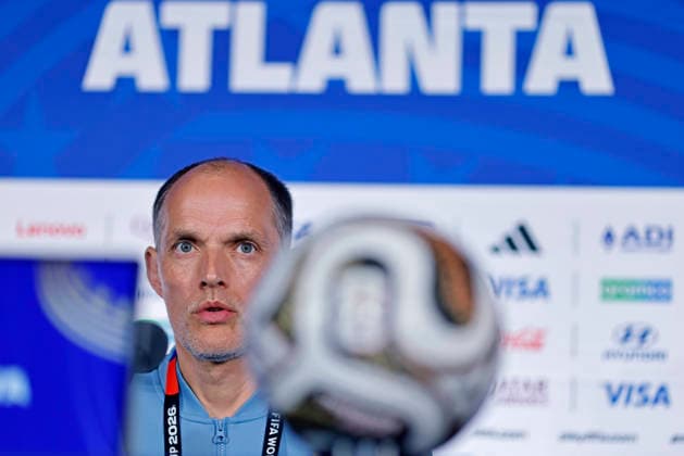 July 14, 2026, Atlanta, Georgia, United States: Thomas Tuchel, head coach of the England speaks during the press conference, PK, Pressekonferenz of England one day ahead of the FIFA World Cup, WM, Weltmeisterschaft, Fussball 2026 semifinal match between England and Argentina at Atlanta Stadium (Mercedes-Benz Stadium) in Atlanta, Georgia, United States on July 14, 2026. Photo: DiaEsportivo Atlanta United States - ZUMAh208 20260714_zsp_h208_002 Copyright: xHeulerxAndreyx