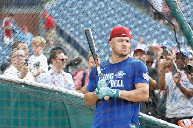 2026 Major League Baseball All Star game Los Angeles Angels Mike Trout takes batting practice before the 2026 Major League Baseball All-Star Game at Citizens Bank Park in Philadelphia, Pennsylvania, USA, 14 July 2026. PHILADELPHIA PENNSYLVANIA USA  Copyright: xSTEVENxM.xFALKx