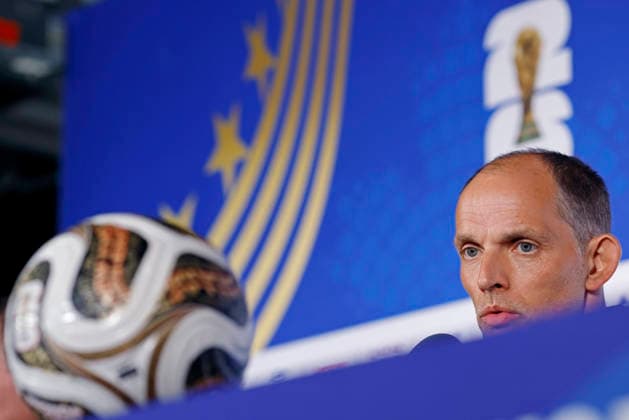 July 14, 2026, Atlanta, Georgia, United States: Thomas Tuchel, head coach of the England speaks during the press conference, PK, Pressekonferenz of England one day ahead of the FIFA World Cup, WM, Weltmeisterschaft, Fussball 2026 semifinal match between England and Argentina at Atlanta Stadium (Mercedes-Benz Stadium) in Atlanta, Georgia, United States on July 14, 2026. Photo: DiaEsportivo Atlanta United States - ZUMAh208 20260714_zsp_h208_007 Copyright: xHeulerxAndreyx