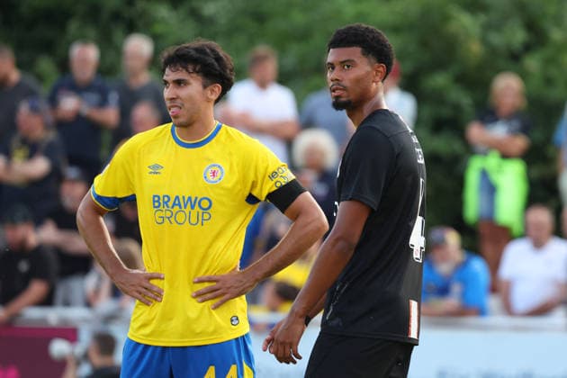 Eintracht BS vs TSV Havelse, Testspiel Wolfenbüttel, 14.07.2026, Fussball, Herren, Saiion 2026 27, Eintracht Braunschweig vs TSV Havelse, Testspiel, Johan Gomez (Eintracht Braunschweig), Leonardo Posadas (Havelse) Niedersachsen Deutschland *** Eintracht BS vs. TSV Havelse, Friendly Match in Wolfenbüttel, July 14, 2026, Soccer, Men s, 2026–27 Season, Eintracht Braunschweig vs. TSV Havelse, Friendly Match, Johan Gomez (Eintracht Braunschweig), Leonardo Posadas (Havelse), Lower Saxony, Germany