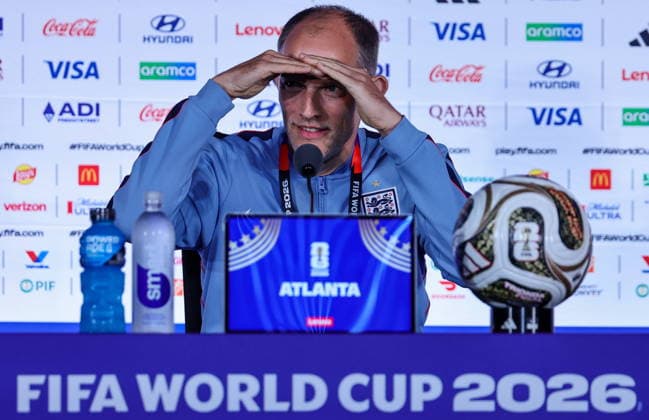 FIFA World Cup, WM, Weltmeisterschaft, Fussball 2026 - England press conference, PK, Pressekonferenz epaselect England™s head coach Thomas Tuchel attends a press conference in Atlanta, Georgia, USA, 14 July 2026. England will face Argentina on 15 July in thier FIFA World Cup 2026 semi final match. Atlanta United States  Copyright: xRONALDxWITTEKx