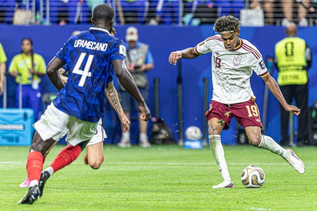 France vs Spain DALLAS, TX - 14.07.2026: FRANCE VS SPAIN - Lamine Yamal during the match between France and Spain, valid for the semi-final of the 2026 FIFA World Cup, WM, Weltmeisterschaft, Fussball held at AT&amp;T Stadium, in Arlington, Texas, United States, this Tuesday (14). (Photo: Danilo Fernandes Fotoarena) x2984863x  DaniloxFernandes