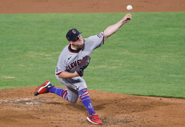 American League pitcher Parker Messick throws against the National League in the second inning of the 2026 MLB, Baseball Herren, USA All-Star Game at Citizens Bank Park in Philadelphia, Pennsylvania, on Tuesday, July 14, 2026.  PHI20260714916 LAURENCExKESTERSON