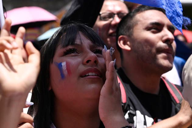 Spain V France FIFA Fan Festival - FIFA World Cup, WM, Weltmeisterschaft, Fussball 2026 A France football fan reacts while watching the FIFA World Cup 2026 semifinals match between Spain and France on a giant screen at the FIFA World Cup Fan Festival on July 14, 2026 in Mexico City, Mexico. Spain defeated France 2-0 to advance to the final. (Photo by Carlos Tischler Eyepix Group) Copyright: xCarlosxTischler xEyepixxGroupx CT_14072026_192890