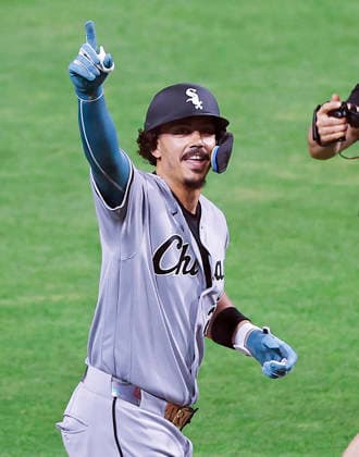 American Leagues Miguel Vargas runs the bases after hitting a solo home run in the eighth inning against the National League in the 2026 MLB, Baseball Herren, USA All-Star Game at Citizens Bank Park in Philadelphia, Pennsylvania, on Tuesday, July 14, 2026.  PHI20260714940 LAURENCExKESTERSON
