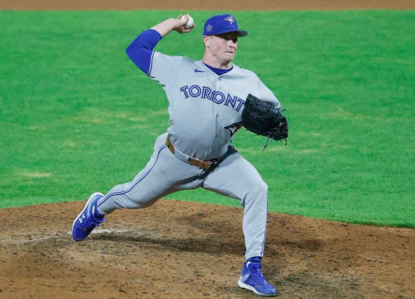 American League pitcher Louis Varland throws in the seventh inning against the National League in the 2026 MLB, Baseball Herren, USA All-Star Game at Citizens Bank Park in Philadelphia, Pennsylvania, on Tuesday, July 14, 2026.  PHI20260714942 LAURENCExKESTERSON