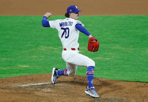 National League pitcher Justin Wrobleski throws against the Americanl League in the seventh inning in the 2026 MLB, Baseball Herren, USA All-Star Game at Citizens Bank Park in Philadelphia, Pennsylvania, on Tuesday, July 14, 2026.  PHI20260714947 LAURENCExKESTERSON