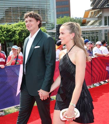 Nick Kurtz 16 of the Athletics arrives on the red carpet at the 2026 MLB, Baseball Herren, USA All Star Red Carpet Show in Philadelphia, Pennsylvania, on Tuesday, July 14, 2026.  PHI202607143003 LAURENCExKESTERSON