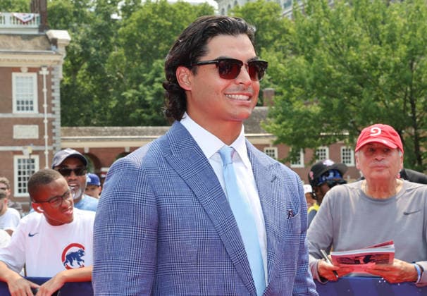 Jesús Luzardo 44 of the Philadelphia Phillies arrives on the red carpet at the 2026 MLB, Baseball Herren, USA All Star Red Carpet Show in Philadelphia, Pennsylvania, on Tuesday, July 14, 2026.  PHI202607143057 LAURENCExKESTERSON
