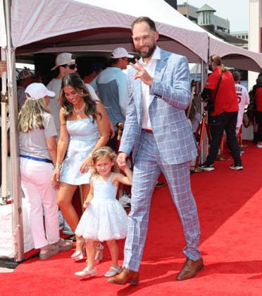 Michael Wacha 52 of the Kansas City Royals arrives on the red carpet at the 2026 MLB, Baseball Herren, USA All Star Red Carpet Show in Philadelphia, Pennsylvania, on Tuesday, July 14, 2026.  PHI202607143070 LAURENCExKESTERSON