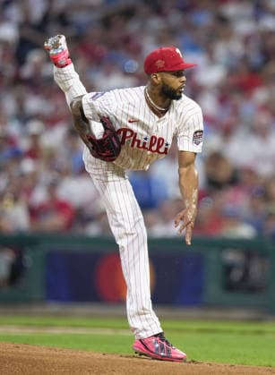 Baseball: MLB, Baseball Herren, USA All-Star Game The National League s Cristopher Sanchez of the Philadelphia Phillies starts in the Major League Baseball All-Star Game against the American League at Citizens Bank Park in Philadelphia on July 14, 2026.  A14AA0005623155P