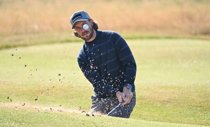 Tommy Fleetwood (ENG) practices from a bunker on the 4th Green 154th Open Golf Championships, Royal Birkdale, Southport, UK - 15 Jul 2026Southport Royal Birkdale United Kingdom  Copyright: xGreigxCowie Shutterstockx 16988291b