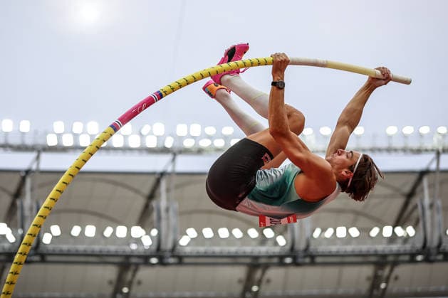 (260715) -- BUDAPEST, July 15, 2026 -- Armand Duplantis of Sweden competes during the men s pole vault event at the Gyulai Istvan Memorial - Hungarian Athletics Grand Prix in Budapest, Hungary, on July 14, 2026. (Photo by Xinhua) (SP)HUNGARY-BUDAPEST-ATHLETICS GRAND PRIX-ISTVAN GYULAI MEMORIAL DavidxBalogh 