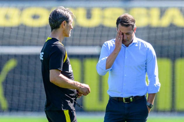 14.07.2026: Bundesliga, Borussia Dortmund öffentliches Training, Saisonstart 2026 2027 in Dortmund Trainer Niko Kovac (Borussia Dortmund) (l) spricht mit Lars Ricken. *** July 14, 2026: Bundesliga, Borussia Dortmund public training session, start of the 2026–2027 season in Dortmund; Coach Niko Kovac of Borussia Dortmund speaks with Lars Ricken Copyright: xDavidxInderliedx