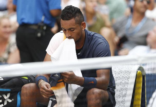 USA TENNIS US OPEN GRAND SLAM 2018 USA TENNIS US OPEN 2018 epa06991259 Nick Kyrgios of Australia reacts as he plays Roger Federer of Switzerland during the sixth day of the US Open Tennis Championships the USTA National Tennis Center in Flushing Meadows, New York, USA, 01 September 2018. The US Open runs from 27 August through 09 September. New York United States  Copyright: xJUSTINxLANEx
