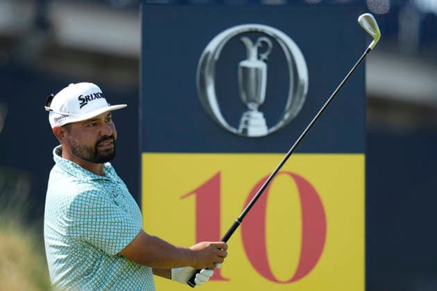 SOUTHPORT, ENGLAND - JULY 15: JJ Spaun (USA) plays from the tenth tee during practice at the 154th Open Championship at the Royal Birkdale Golf Club, Southport on July 15, 2026 in Merseyside, England The 154th British Open Championship