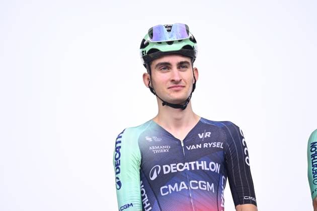 Tour de France 2026 Stage 11 NEVERS, FRANCE - JULY 15 : Seixas Paul (FRA) of Decathlon CMA CGM Team on the podium before the start of race during stage 11 of the 113rd edition of Tour de France an UCI World Tour 2.UWT cycling road race stage for Men Elite of 161 km with start in Vichy and finish in Nevers on July 15, 2026 in Nevers, France, 15 07 2026 Nevers France  Copyright: xTomasxSiskx