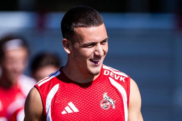 COLOGNE, GERMANY - JULY 15: Said El Mala (1. FC Koeln, 13) laughing during a training session of season 2026 27 at Geissbockheim on July 15, 2026 in Cologne, Germany. North Rhine Westphalia Germany Copyright: xSteffiexWunderlx