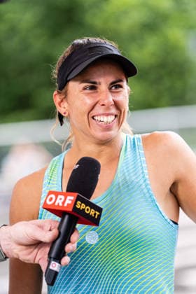 TENNIS - WTA, Tennis Damen Generali Open Ladies Kitzbuehel KITZBUEHEL,AUSTRIA,15.JUL.26 - TENNIS - WTA Tour, Generali Open Ladies Kitzbuehel. Image shows Julia Grabher (AUT) during an ORF interview.  GEPAxpictures xJulioxArellano