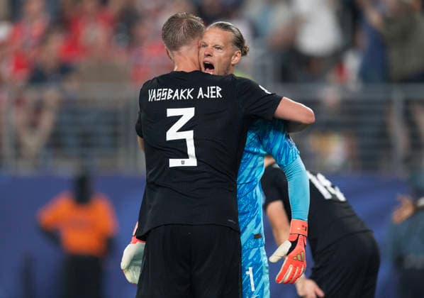 Norway v Senegal: Group I - FIFA World Cup, WM, Weltmeisterschaft, Fussball 2026 EAST RUTHERFORD, NEW JERSEY - JUNE 22: Goalkeeper Orjan Nylandmand Kristoffer Ajer of Norway celebrate during the FIFA World Cup 2026 Group I match between Norway and Senegal at New York New Jersey Stadium on June 22, 2026 in East Rutherford, United States. ***Local Caption*** Orjan Nyland; Kristoffer Ajer East Rutherford New York New Jersey Stadium New Jersey United States Copyright: xVisionhausx 776447882