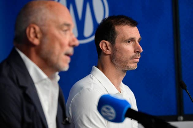 FOOTBALL : ConfÃ rence de prÃ sentation GrÃ gory Lorenzi & Bruno Genesio - 15 07 2026 GrÃ gory Lorenzi (Sports director OM) MarseilleFrance  Copyright: xWilliamxCannarellax