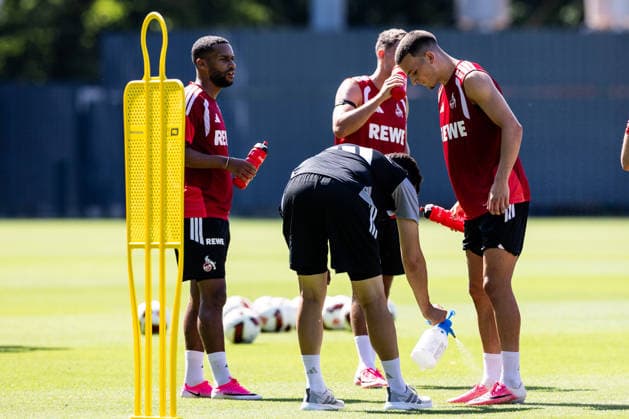 COLOGNE, GERMANY - JULY 15: Said El Mala (1. FC Koeln, 13) getting treated on his ankle during a training session of season 2026 27 at Geissbockheim on July 15, 2026 in Cologne, Germany. North Rhine Westphalia Germany Copyright: xSteffiexWunderlx