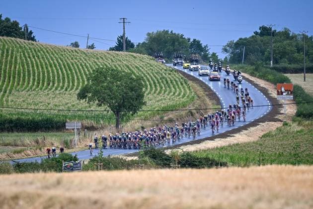 The pack of riders pictured in action during the stage 11 of the 2026 Tour de France cycling race, a stage of 161km from Vichy to Nevers, on Wednesday 15 July 2026. The 113th edition of the Tour de France starts on Saturday 4 July in Barcelona, Spain, and will finish in Paris, France on the 26th of July. JASPERxJACOBS  x181182413x