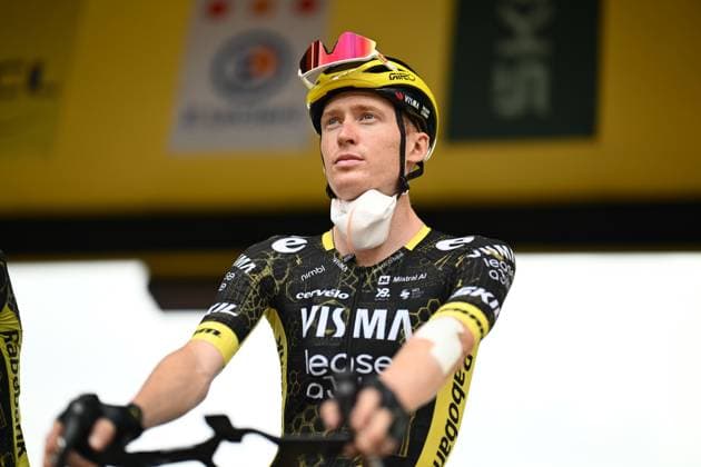 Tour de France 2026 Stage 11 NEVERS, FRANCE - JULY 15 : Jorgenson Matteo (USA) of Team Visma Lease a Bike on the podium before the start of race during stage 11 of the 113rd edition of Tour de France an UCI World Tour 2.UWT cycling road race stage for Men Elite of 161 km with start in Vichy and finish in Nevers on July 15, 2026 in Nevers, France, 15 07 2026 Nevers France  Copyright: xGarnierxEtiennex