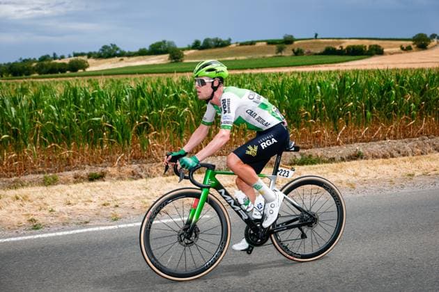 Australian Sebastian Berwick of Caja Rural-Seguros RGA pictured in action during the stage 11 of the 2026 Tour de France cycling race, a stage of 161km from Vichy to Nevers, on Wednesday 15 July 2026. The 113th edition of the Tour de France starts on Saturday 4 July in Barcelona, Spain, and will finish in Paris, France on the 26th of July. POOLxLUCAxBETTINI  x181182734x
