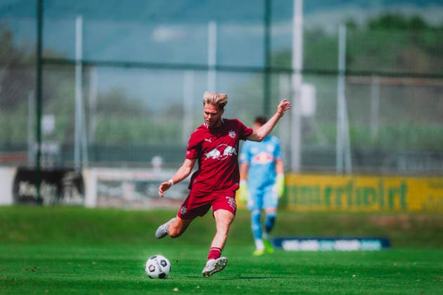 Friendly Match FC Red Bull Salzburg vs. Gamba Osaka ANIF, AUSTRIA JULY 15, 2026: Leandro Morgalla of FC Red Bull Salzburg during the pre-season friendly match FC Red Bull Salzburg vs. Gamba Osaka in Anif, Austria. ( Copyright: xFCxRedxBullxSalzburgxGmbHx RBSAS3_5099