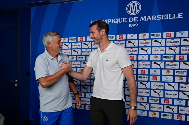 FOOTBALL : ConfÃ rence de prÃ sentation GrÃ gory Lorenzi & Bruno Genesio - 15 07 2026 press conference, PK, Pressekonferenz to introduce GrÃ gory Lorenzi & Bruno Genesio on July 15, 2026 at the Robert Louis Dreyfus Centrer. MarseilleFrance  Copyright: xWilliamxCannarellax