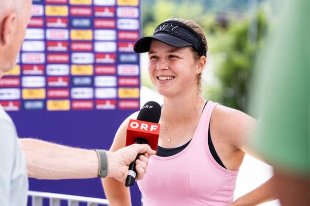 TENNIS - WTA, Tennis Damen Generali Open Ladies Kitzbuehel KITZBUEHEL,AUSTRIA,15.JUL.26 - TENNIS - WTA Tour, Generali Open Ladies Kitzbuehel. Image shows Veronika Erjavec (SLO) during ORF interview.  GEPAxpictures xJulioxArellano