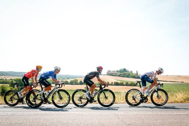 The breakaway group pictured during the stage 11 of the 2026 Tour de France cycling race, a stage of 161km from Vichy to Nevers, on Wednesday 15 July 2026. The 113th edition of the Tour de France starts on Saturday 4 July in Barcelona, Spain, and will finish in Paris, France on the 26th of July. POOLxLUCAxBETTINI  x181186107x