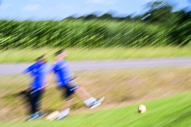 This picture shows a player in action during a teambuilding activity at the summer training camp of Belgian first division soccer team KAA Gent in De Lutte, Losser, the Netherlands on Wednesday 15 July 2026, to prepare for the upcoming 2026-2027 season. TOM GOYVAERTS TomxGoyvaerts  x181186176x