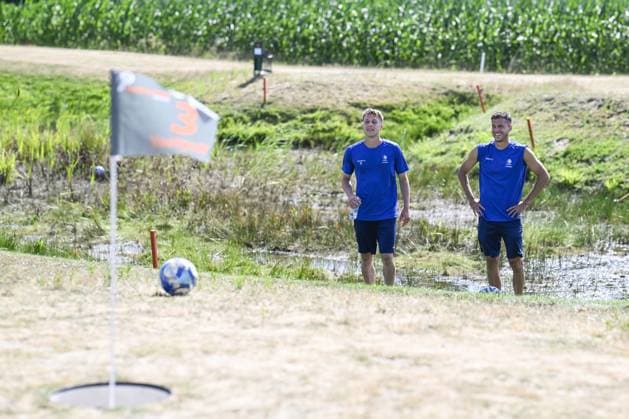 Gent s Lars Cooman and Gent s Laszlo Benes pictured during a teambuilding activity at the summer training camp of Belgian first division soccer team KAA Gent in De Lutte, Losser, the Netherlands on Wednesday 15 July 2026, to prepare for the upcoming 2026-2027 season. TOM GOYVAERTS TomxGoyvaerts  x181187527x