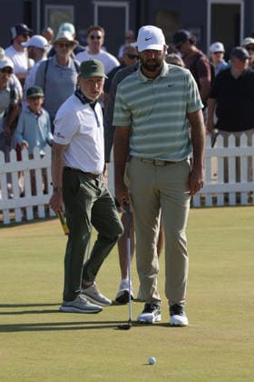 RECORD DATE NOT STATED 15th July 2026; Royal Birkdale Golf Club, Southport, Merseyside, England; The Open Championship Practice Day Four; Scottie Scheffler (USA) with putting coach Phil Kenyon DavidxBlunsden